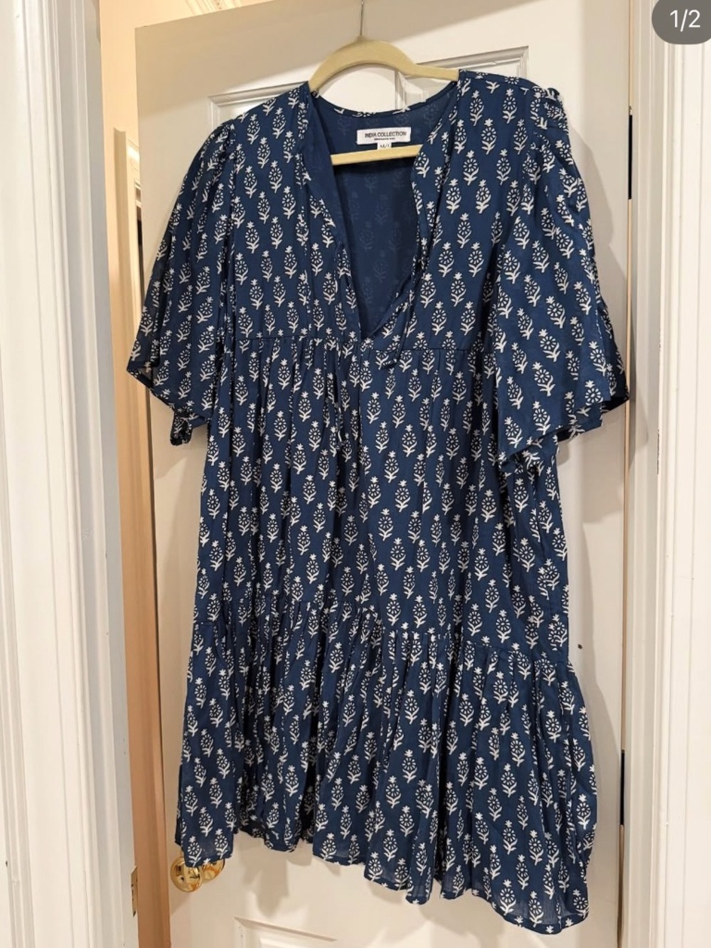 Emerson Fry Navy Blue Mini Dress with White Floral Print